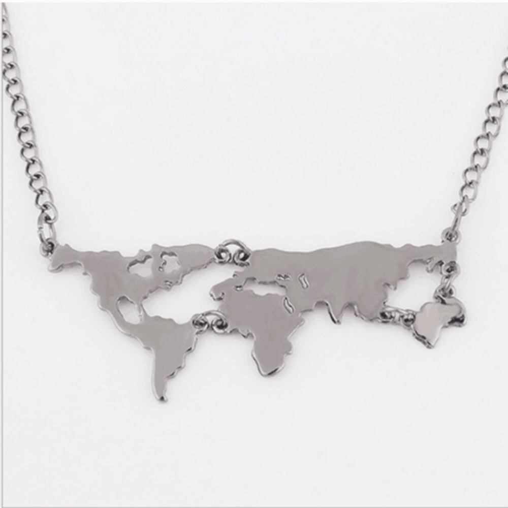 Silver World Map Necklace 🌎 - Picture 5 of 5